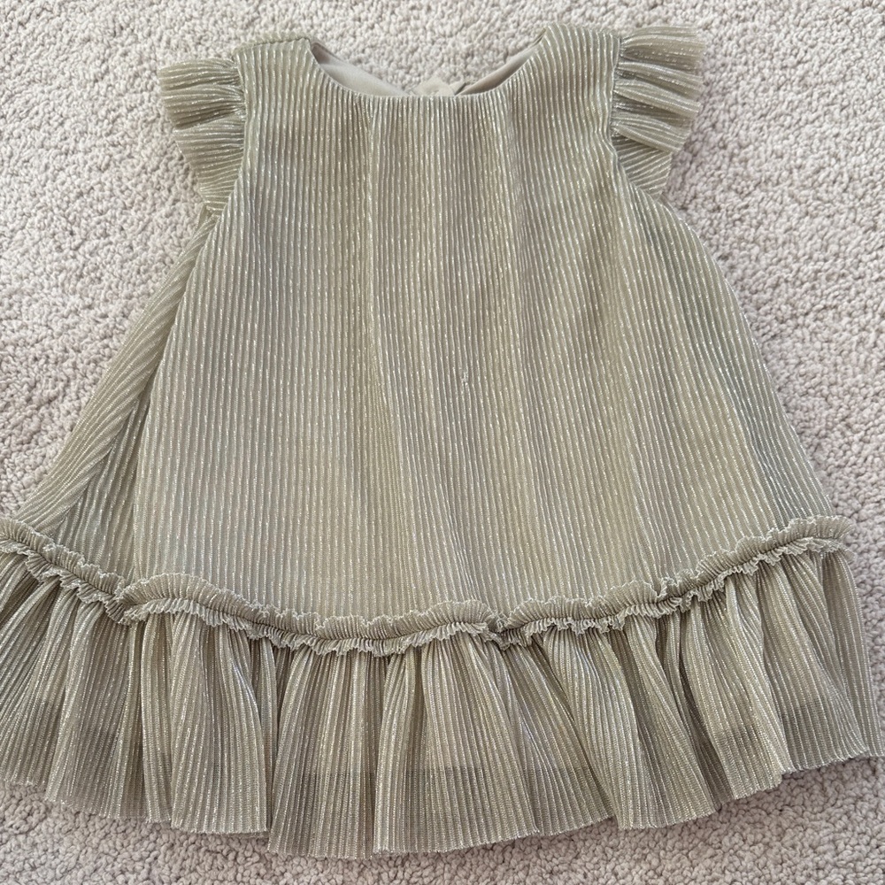 ✨ Cat & Jack Toddler Girls Gold Ruffle Dress | Fully Lined | 18M | Excellent ✨